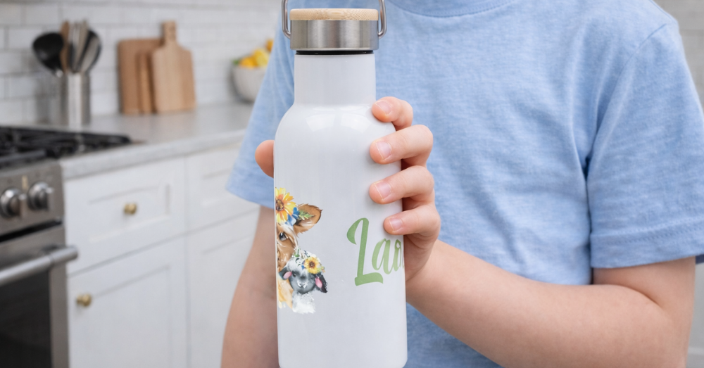 Personalisierte Thermoflasche für Kinder mit Motiven und Name