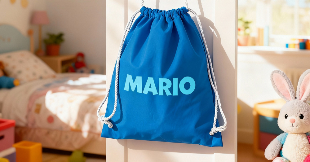 personalisierter Turnbeutel mit dem Namen des Kindes