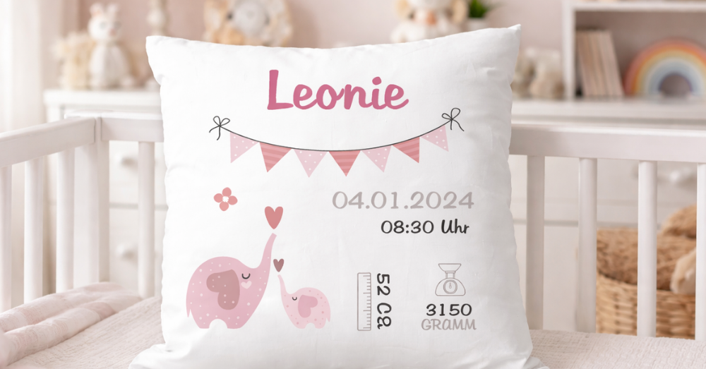 personalisiertes Geburtskissen als Erinnerung 