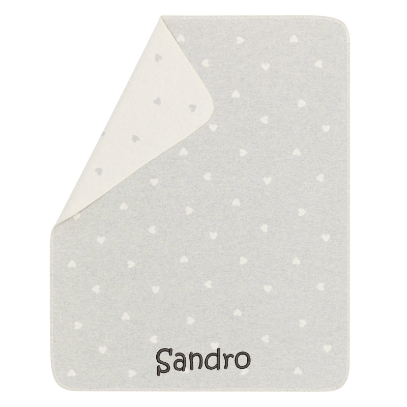 Babydecke Herzchen hellgrau