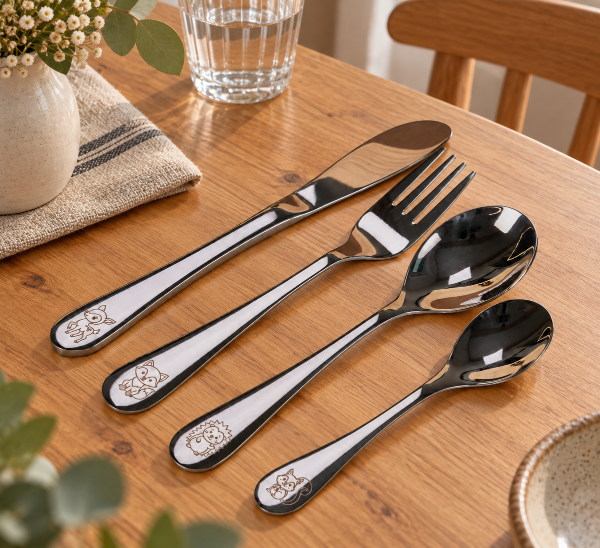 Children's cutlery forest animals