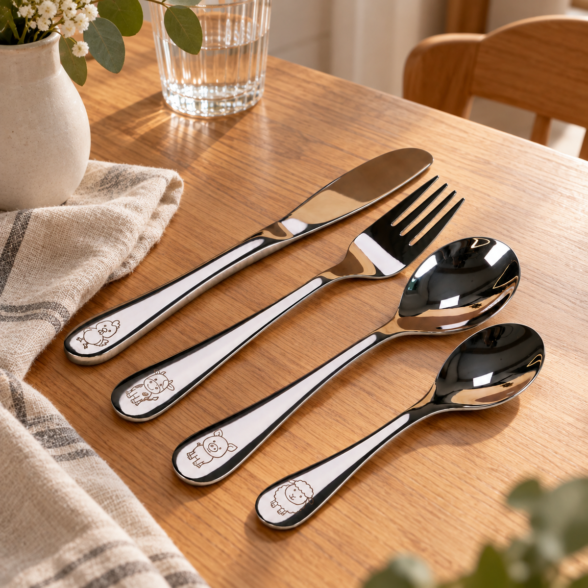 Children's cutlery forest animals