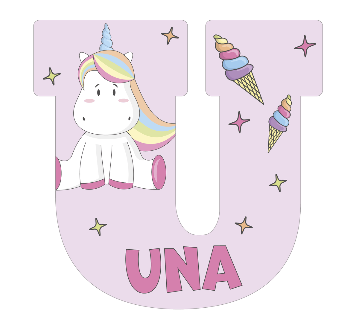 Letters unicorn pink