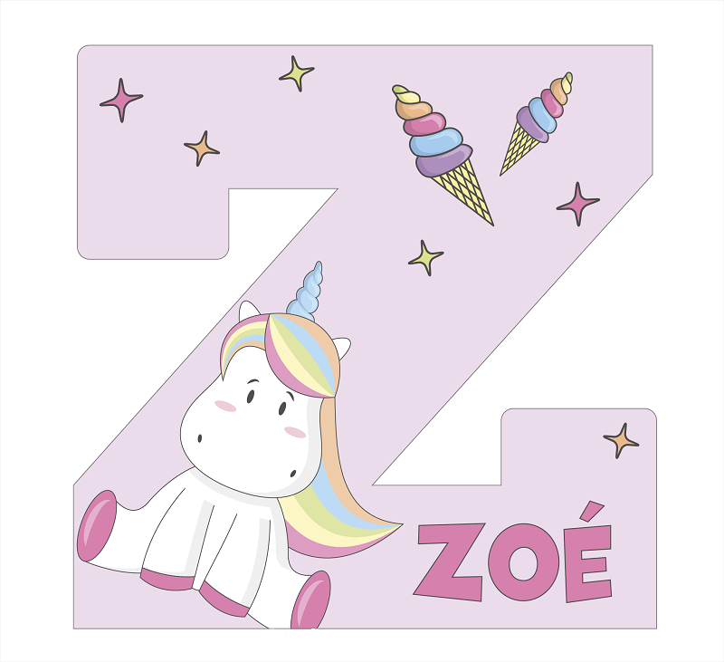 Letters unicorn pink