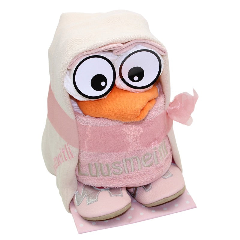 Couche hibou beige:rose pastel
