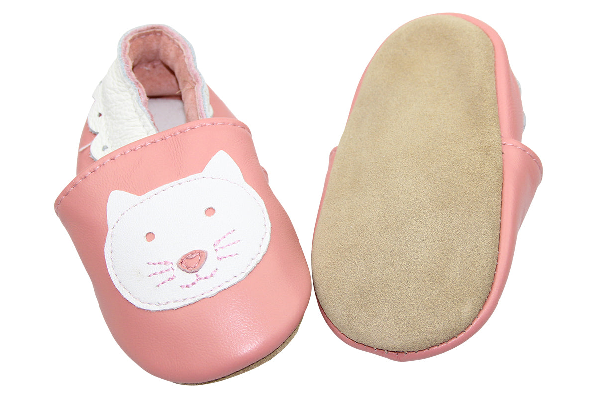 Chaussons en cuir 0-6 mois lapin rose