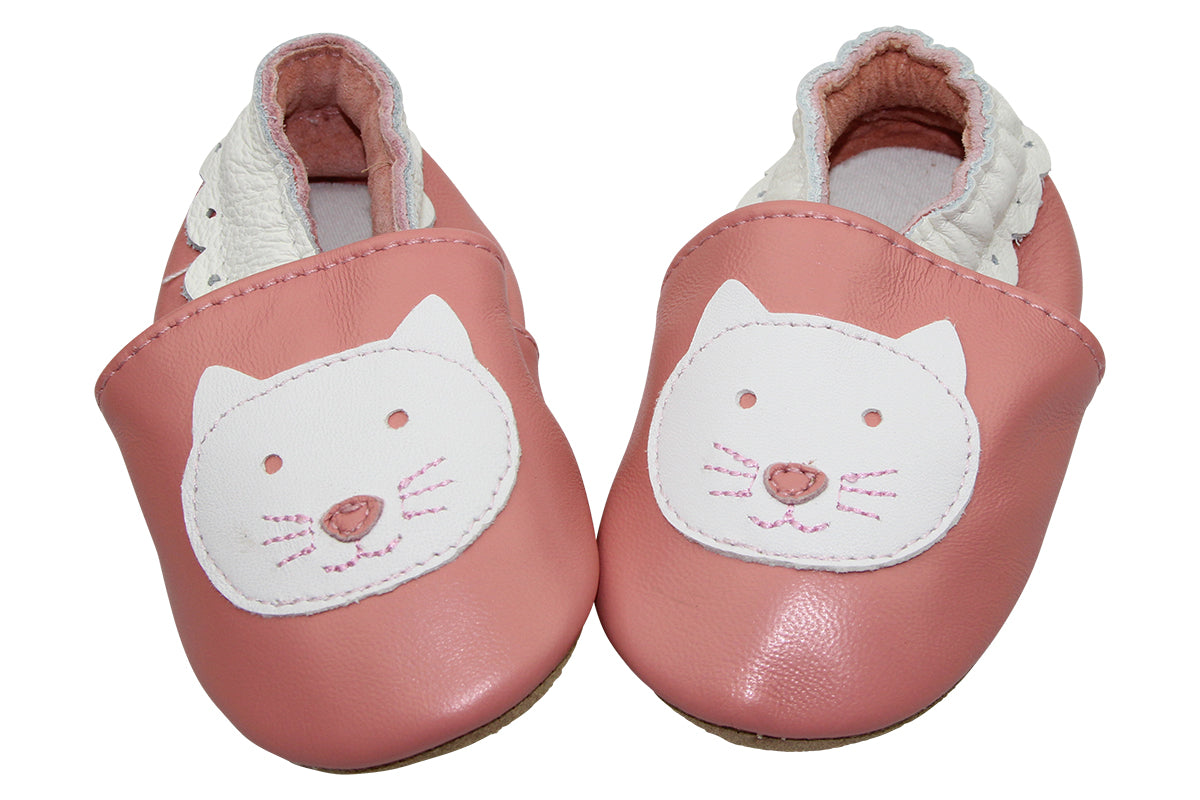 Chaussons en cuir 0-6 mois lapin rose