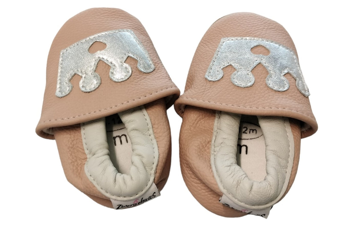 Chaussons en cuir 6-12 mt. dinosaure