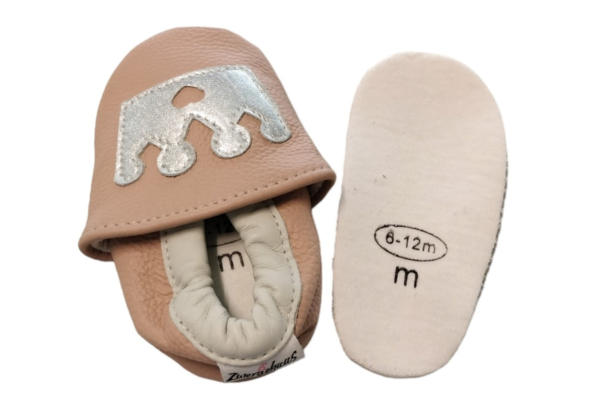 Chaussons en cuir 6-12 mt. dinosaure