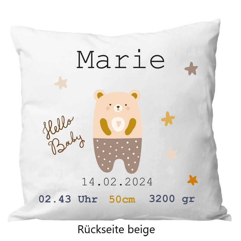 Coussin de naissance 40x40cm ourson