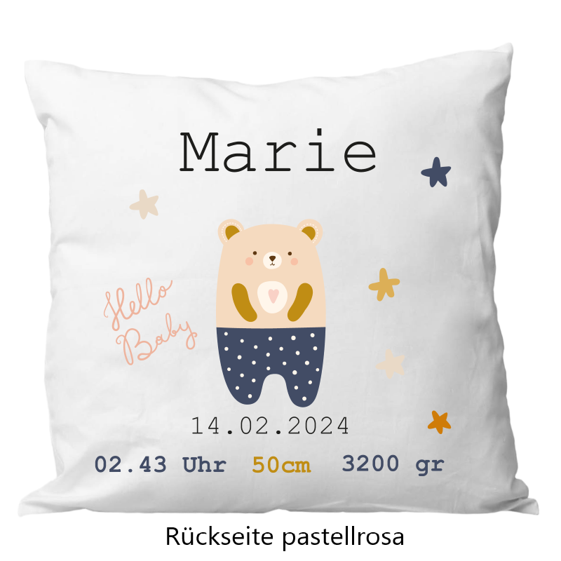 Coussin de naissance 40x40cm ourson