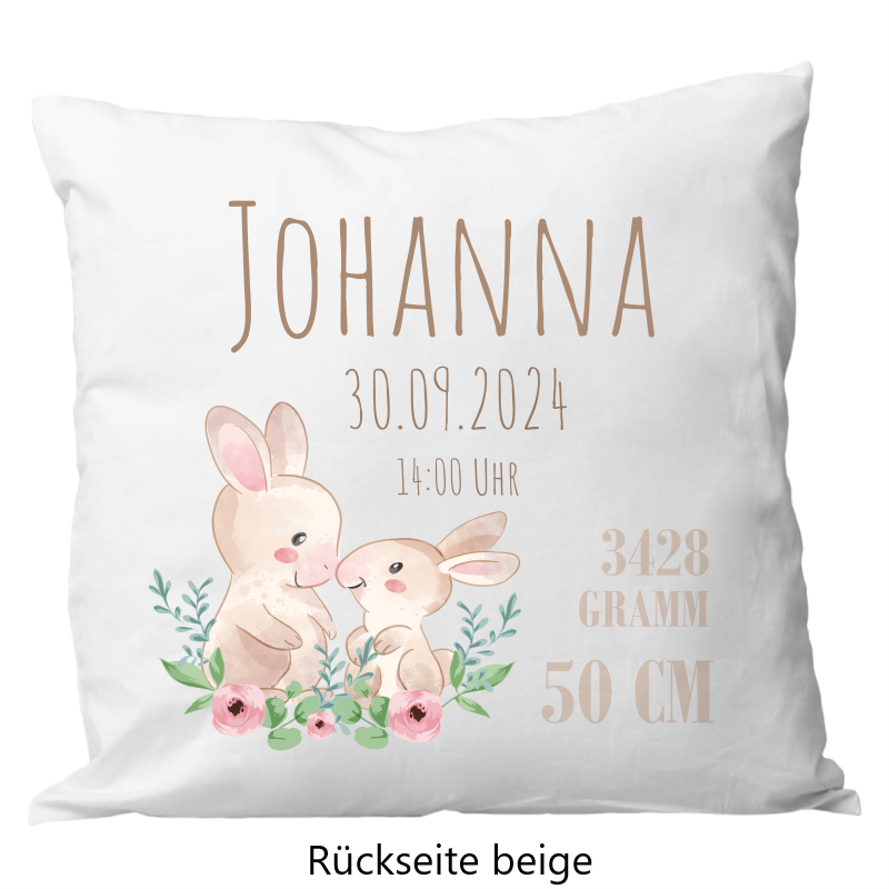 Coussin de naissance 40x40cm lapin