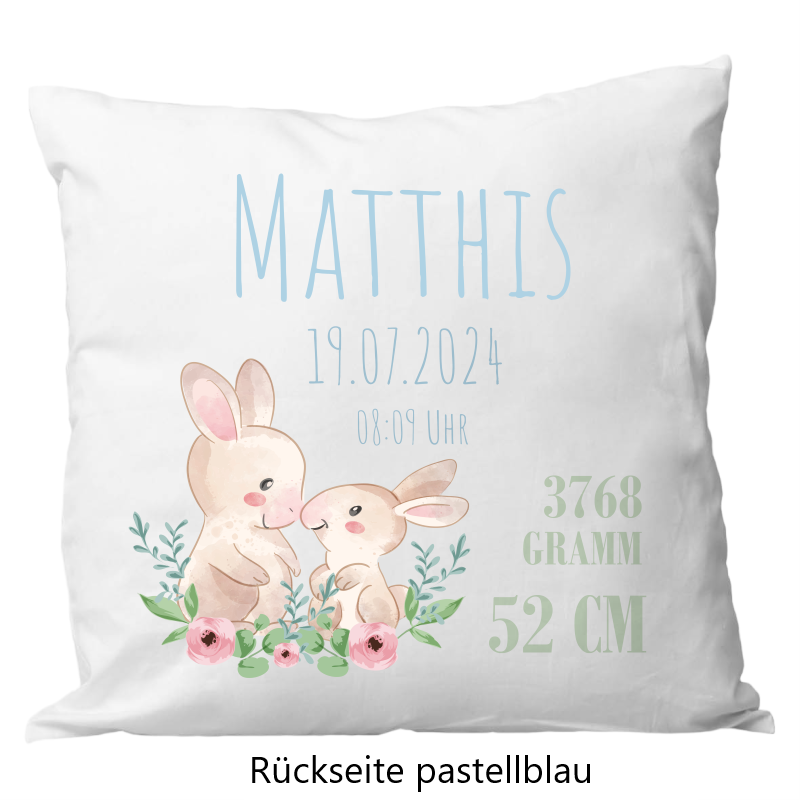 Coussin de naissance 40x40cm lapin