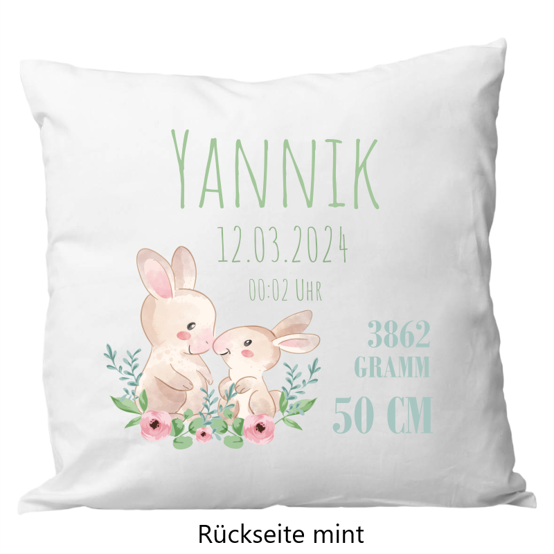 Coussin de naissance 40x40cm lapin