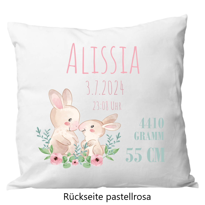 Coussin de naissance 40x40cm lapin