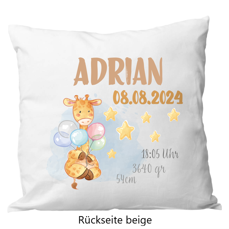 Birth pillow 40x40cm baby giraffe