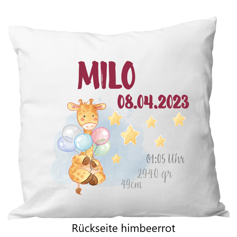 Birth pillow 40x40cm baby giraffe