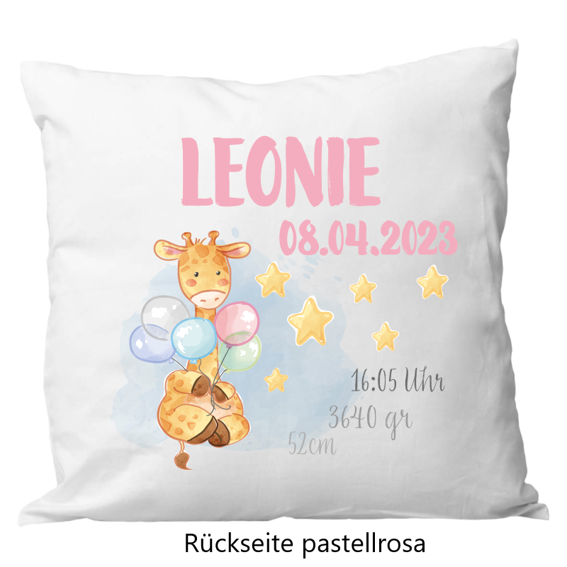 Coussin de naissance 40x40cm bébé girafe