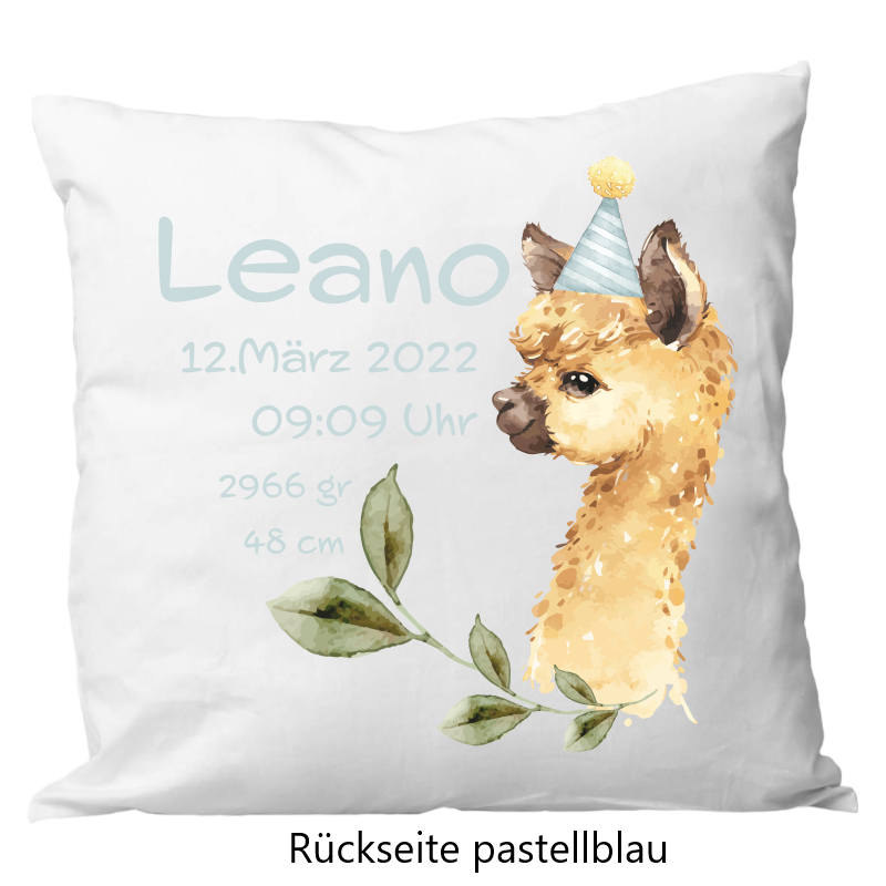 Coussin de naissance 40x40cm Lama Party