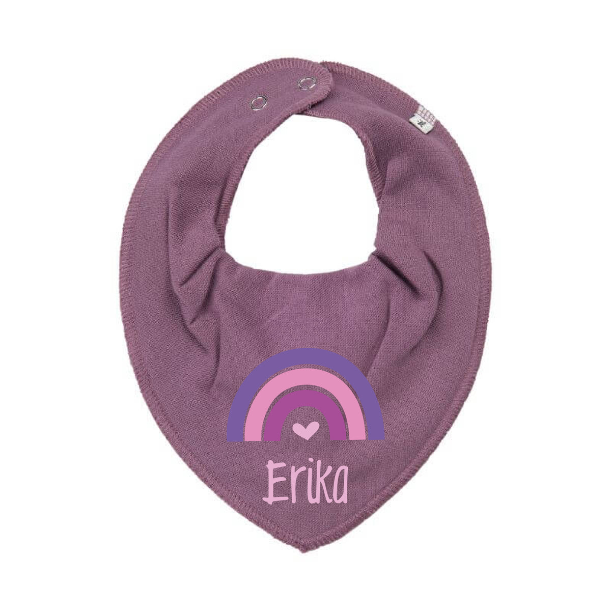 Triangle imprimé avec nom et arc-en-ciel violet