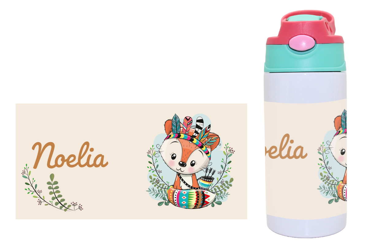 Bouteille à boire avec des fuchs de fermeture de clics