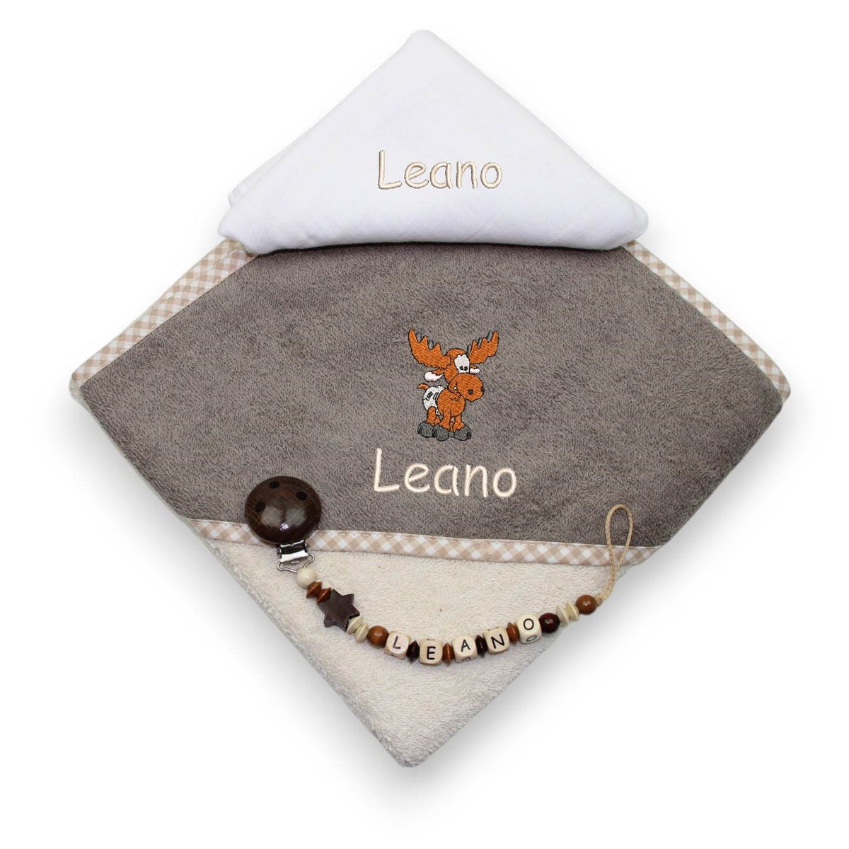 Hooded towel set moose