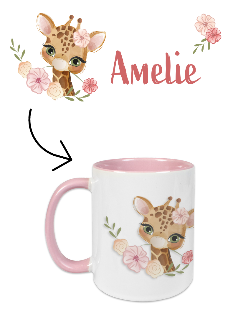 ceramic mug giraffe girl