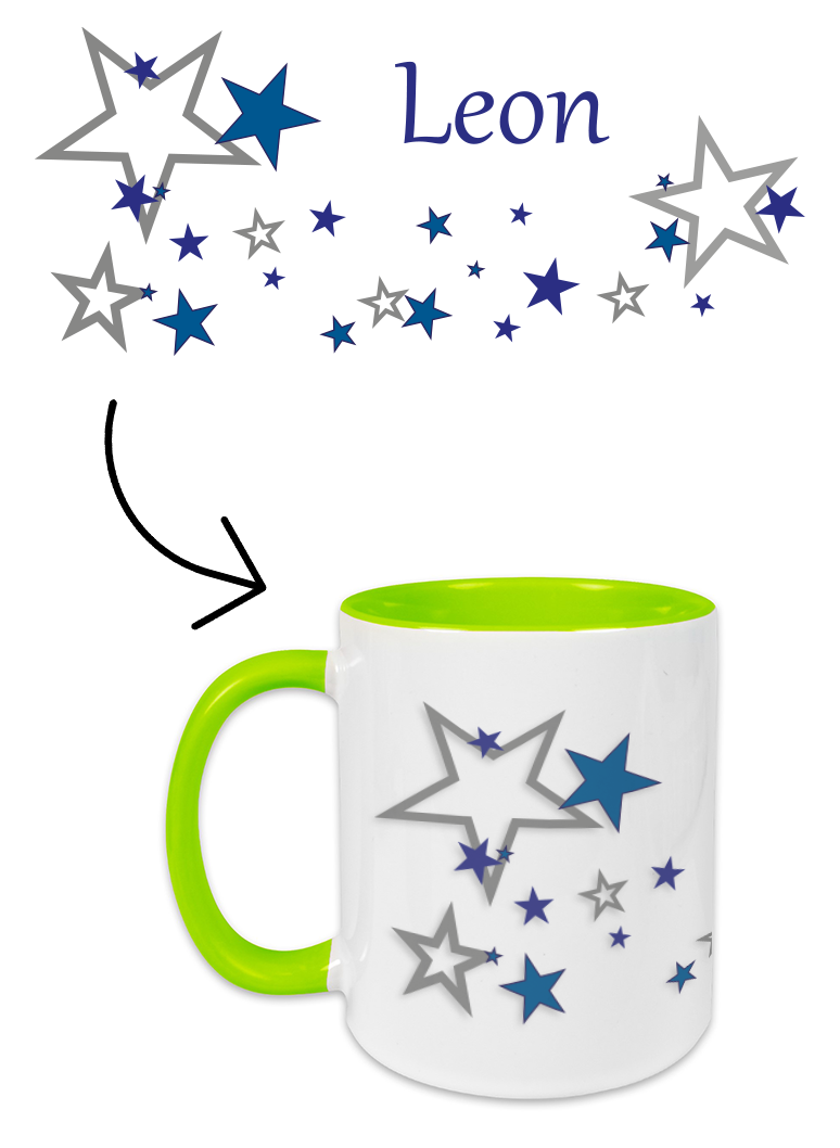 ceramic mug stars blue