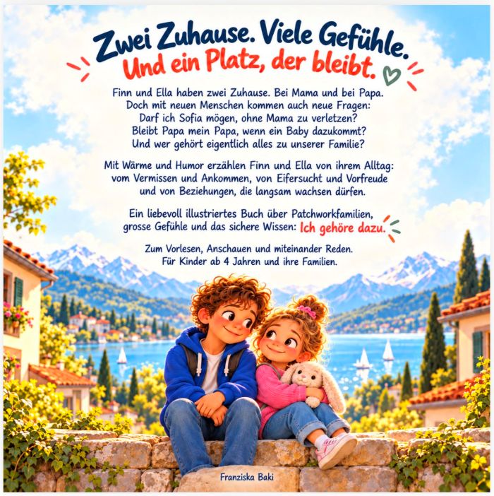 Children's book "Two homes and lots of family"