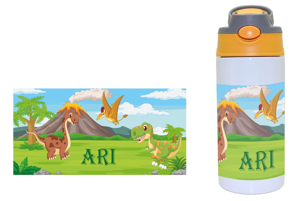 Bouteille de boisson avec une fermeture de clic dinosaures