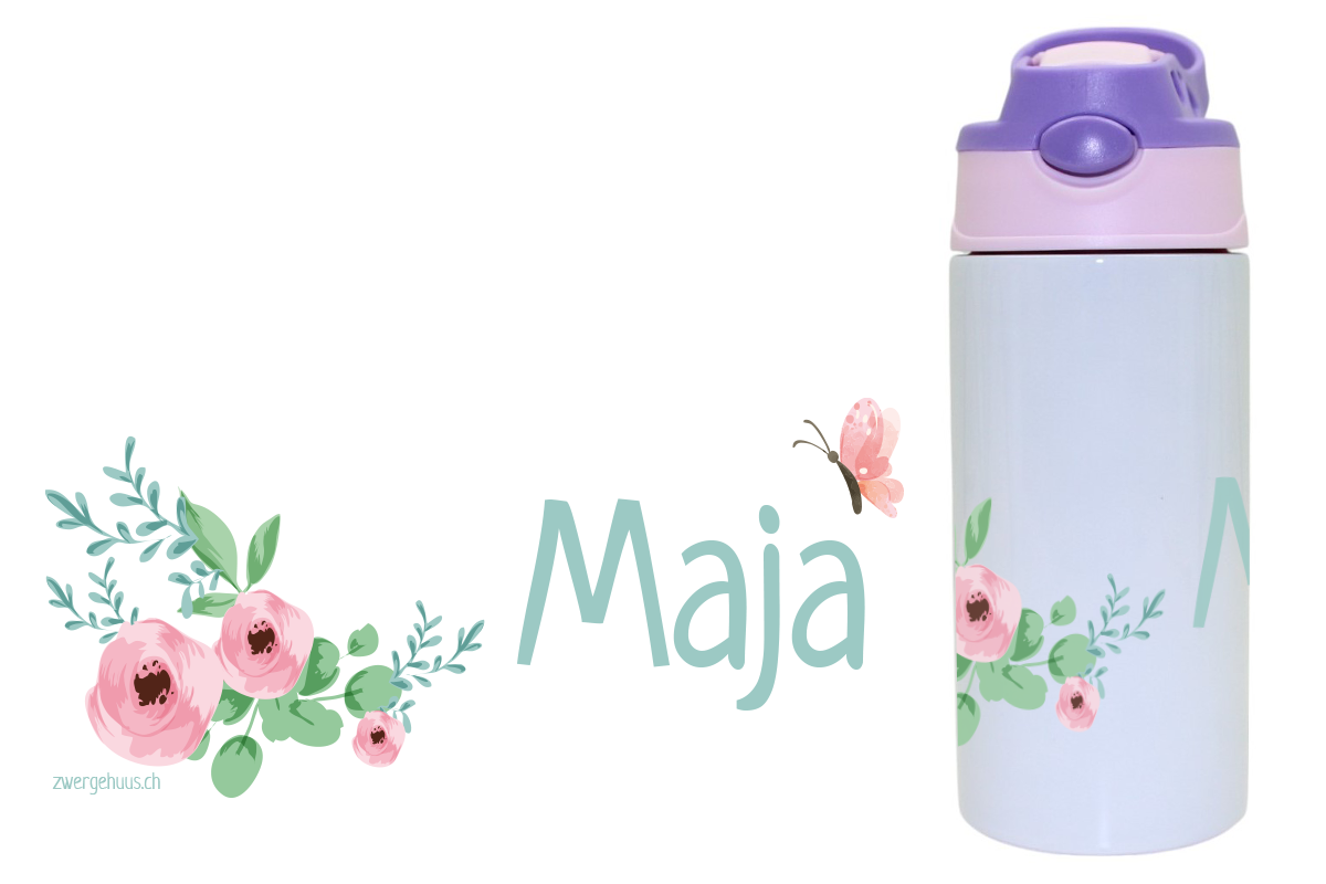 Trinkflasche mit Klickverschluss Blumen