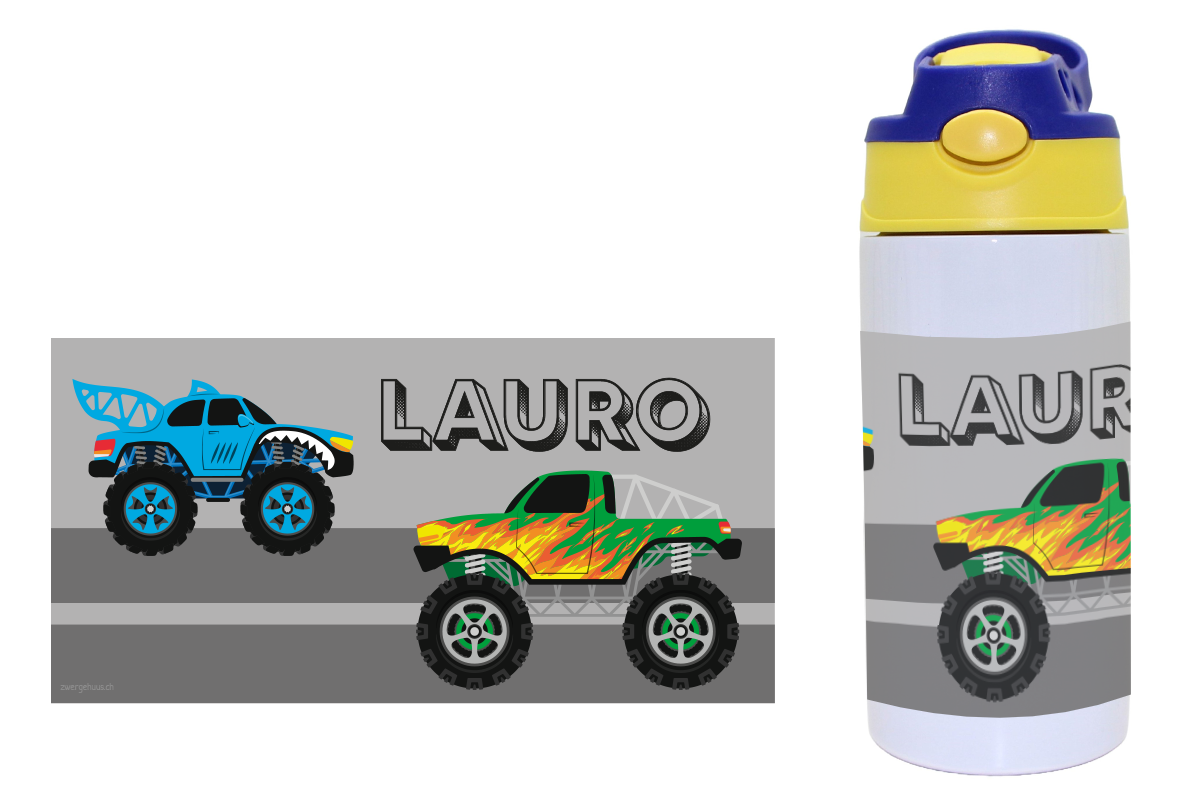 Trinkflasche mit Klickverschluss Monstertruck