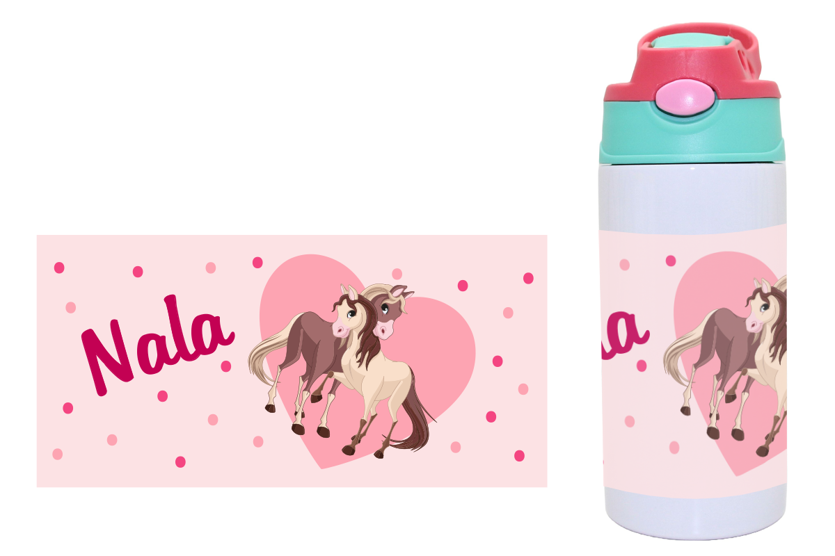 Bouteille à boire avec un coeur de cheval de fermeture de clics