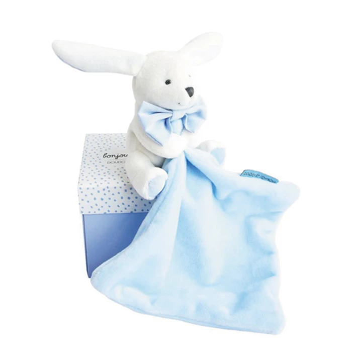 Mini Kuscheltier Hase mit Schmusetuch pastellblau