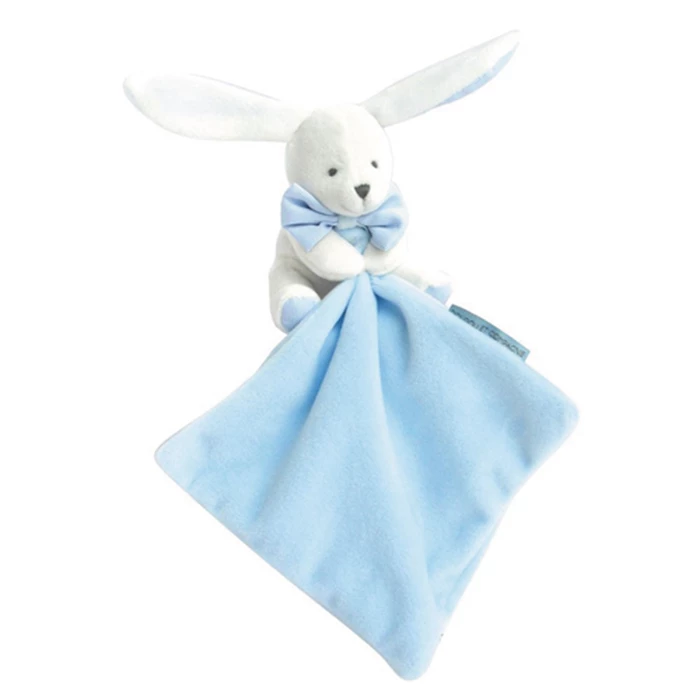 Mini Kuscheltier Hase mit Schmusetuch pastellblau