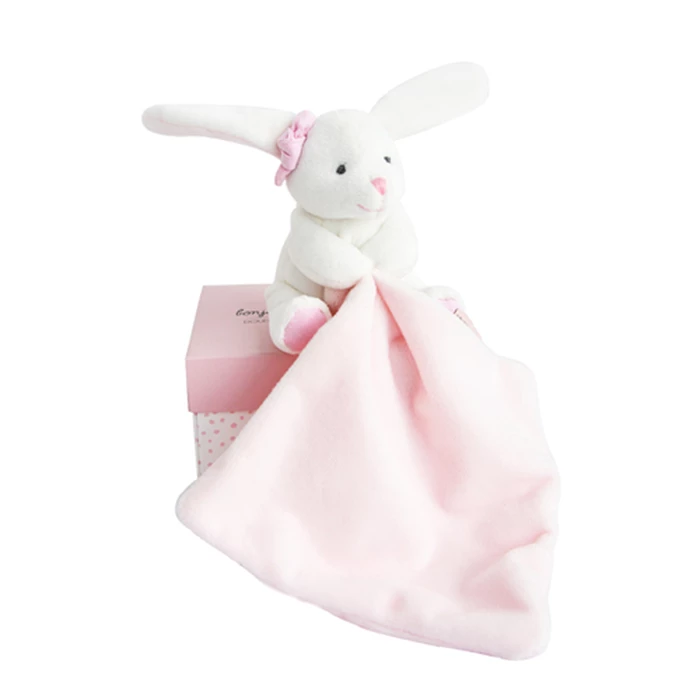 Mini Kuscheltier Hase mit Schmusetuch pastellrosa