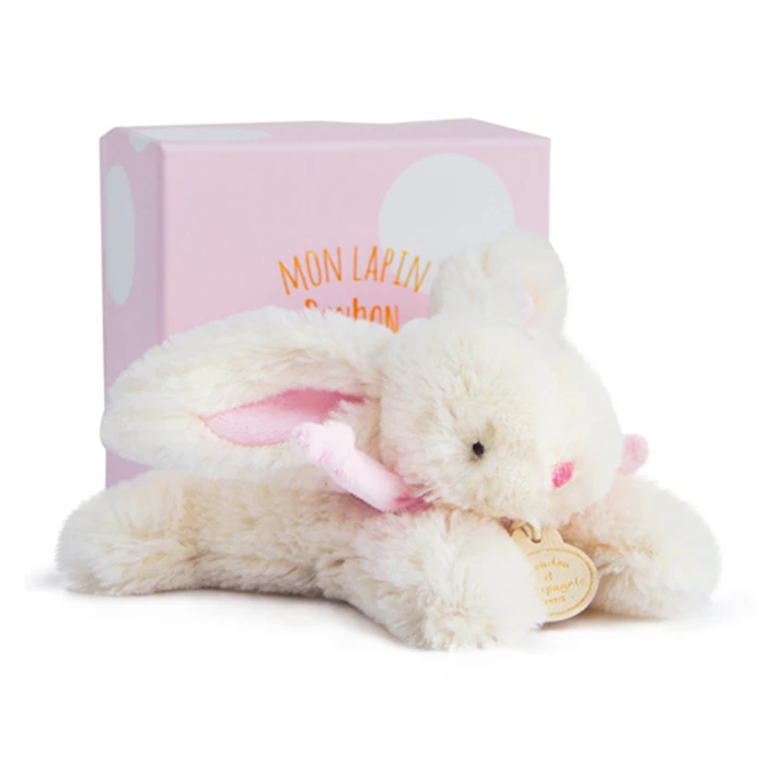 Doudou lapin super doux rose clair