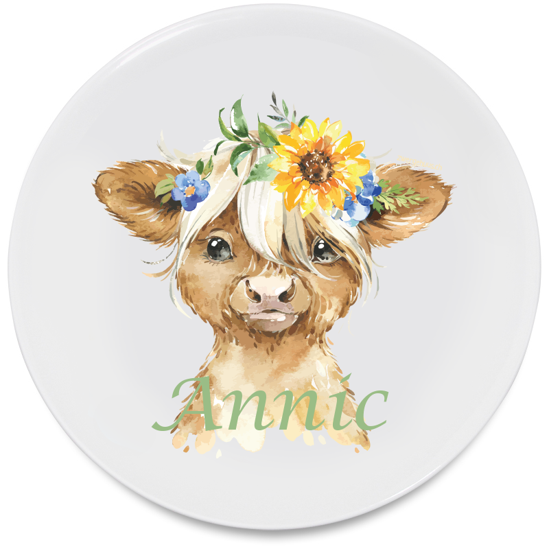 Plate flat Highland animals