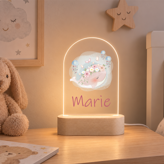 Veilleuse baleine rose