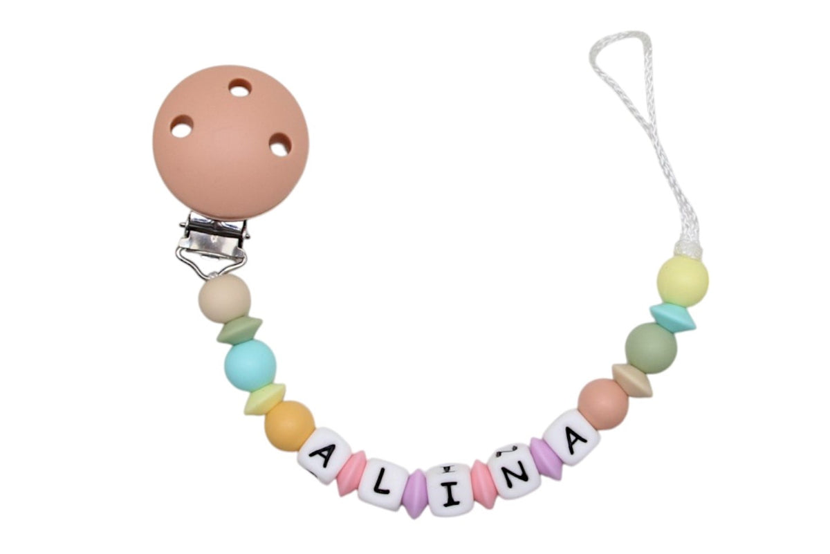 Silicone pacifier chain with colorful name