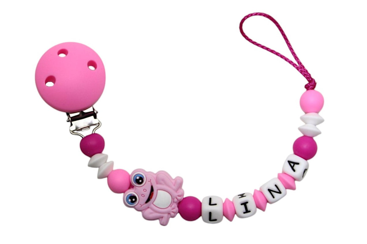 Silicone pacifier chain with name fairy purple:peach