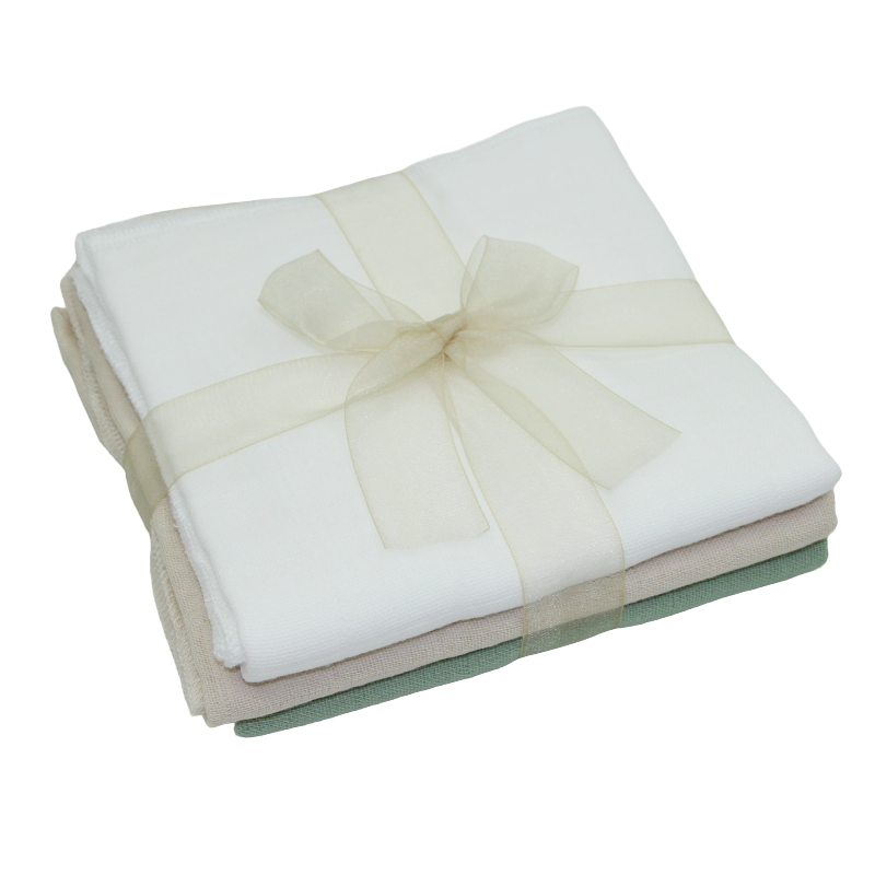 Set de 3 doudous blanc-beige-vert citron