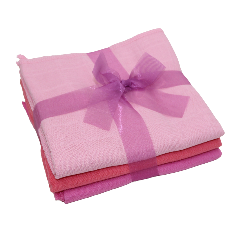 Set de 3 doudous rose pastel saumon-rose