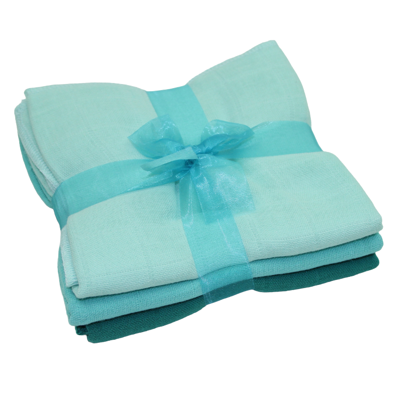 Set de 3 doudous menthe-turquoise-pétrole