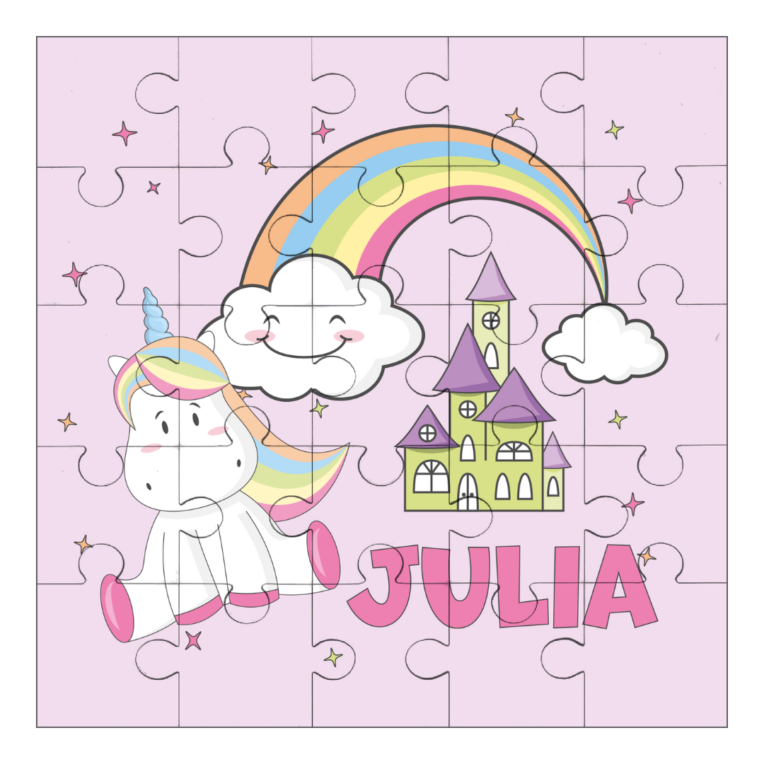 Puzzle with name unicorn pink