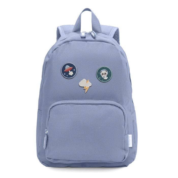 Rucksack mit Aufkleber blau