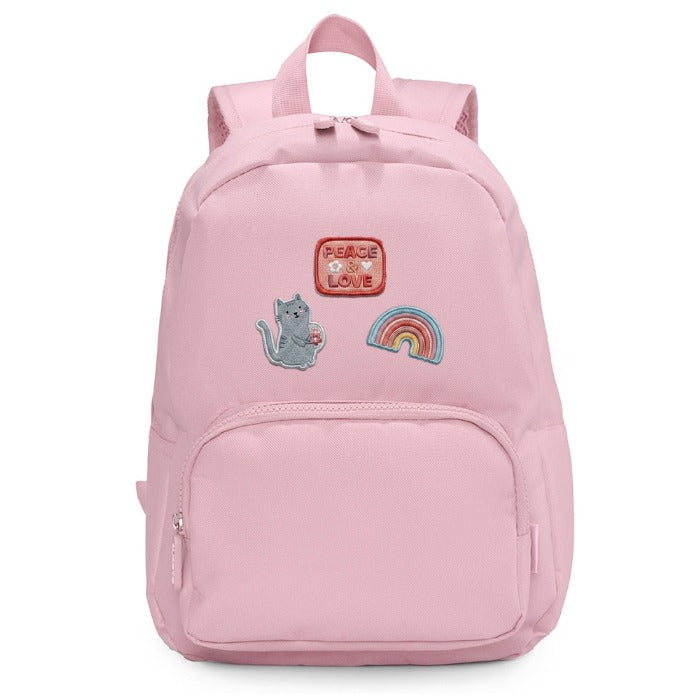 Rucksack mit Aufkleber rosa