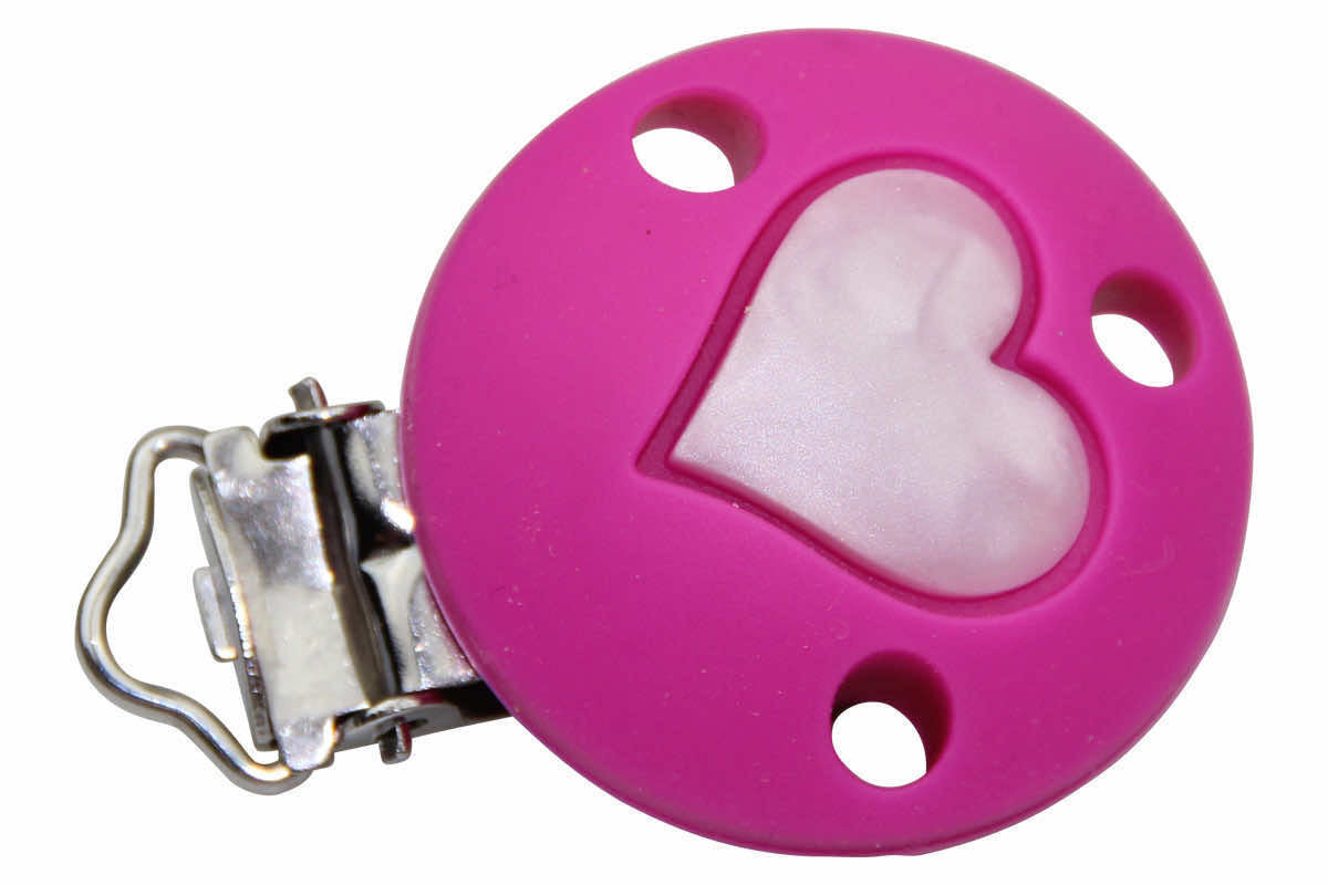 SILICONE fastening clip HEART two-colored