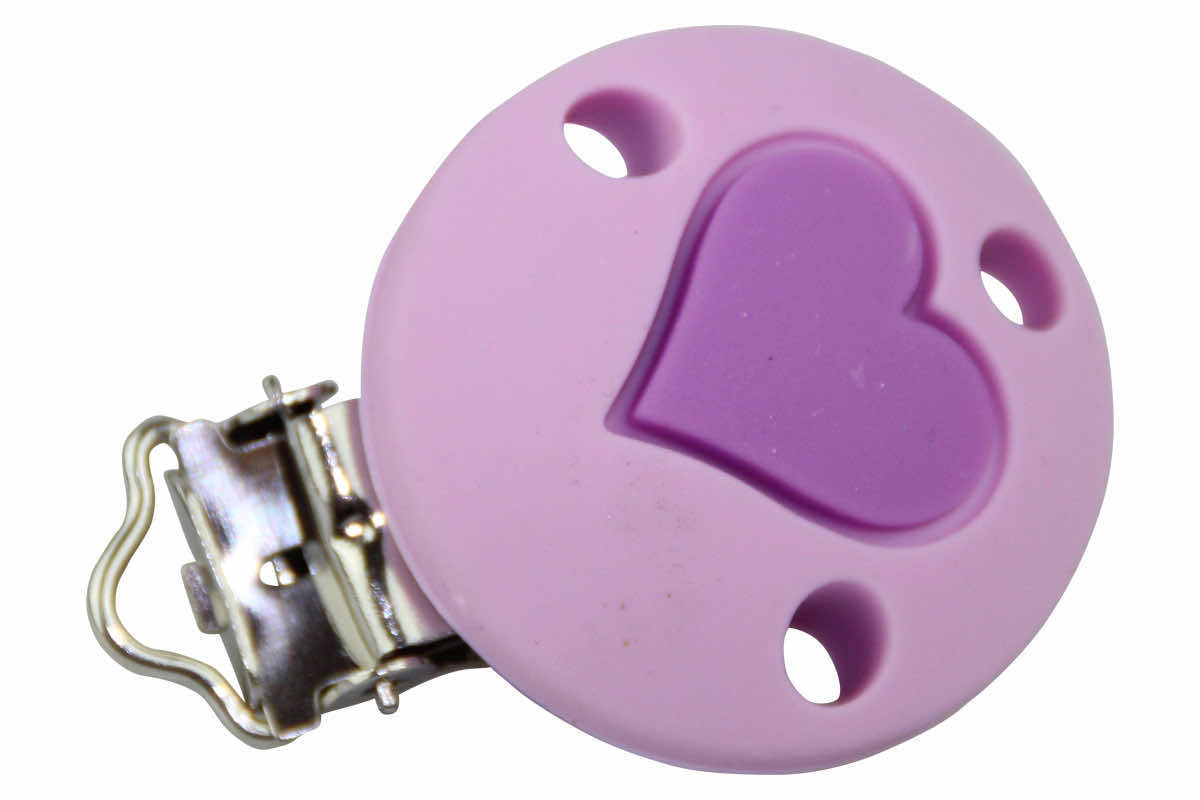 SILICONE fastening clip HEART two-colored