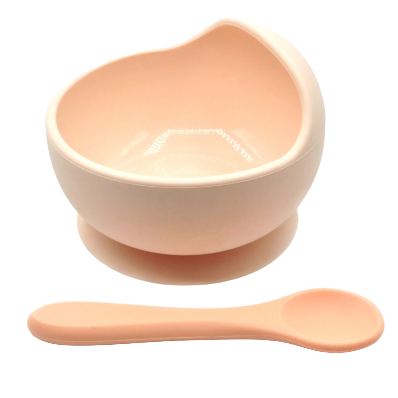 Silicone bowl peach